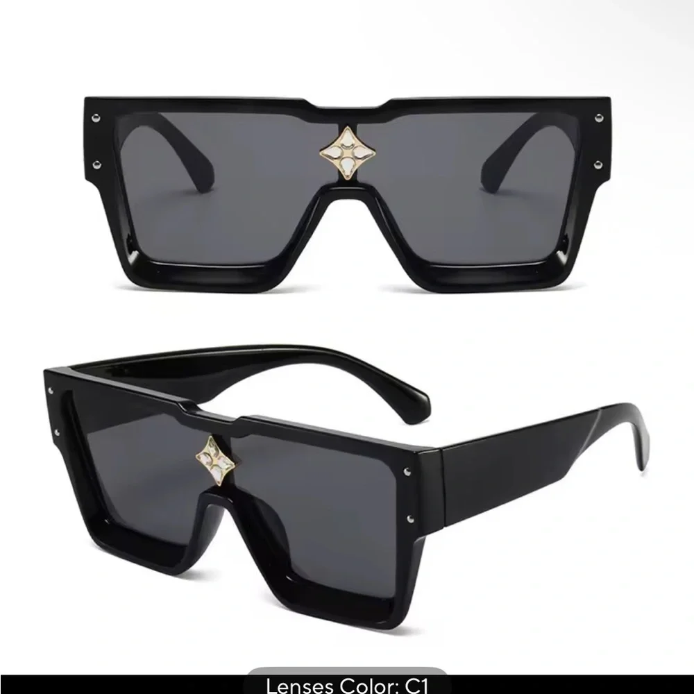 Sleek Black Angular Sunglasses.  Unisex